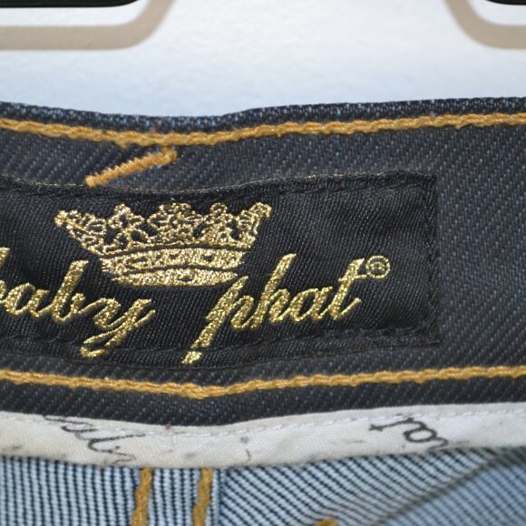 Baby Phat Womens 14 Straight Leg Blue 5 Pocket Gold Logo Cat Blue Denim Jeans - Picture 8 of 8